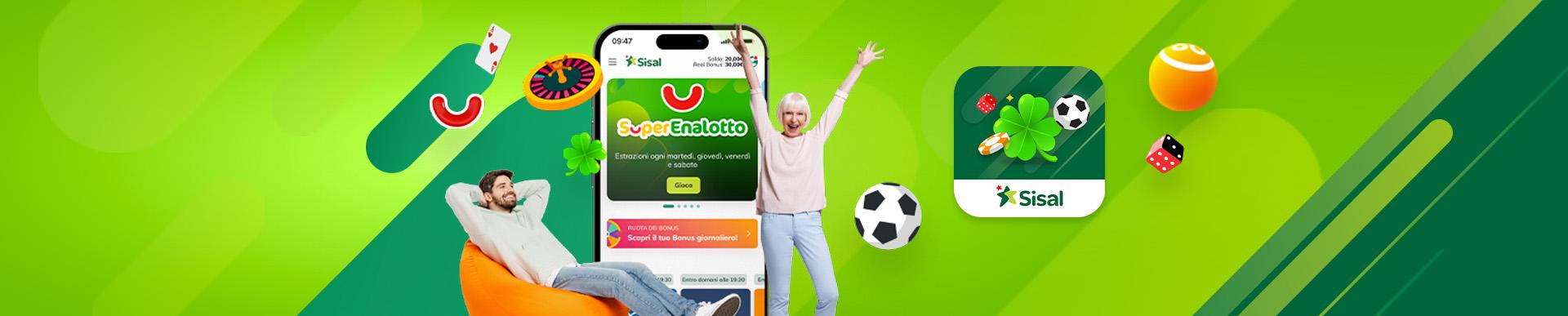 Interfaccia dell'app mobile Giochi sisal su desktop